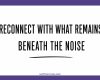 Reconnect with what remains beneath the noise